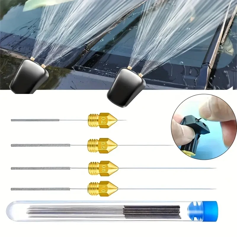 10Pcs Auto Windschutzscheibe Jet Düse Waschmaschine Werkzeug Edelstahl Wischer Düse Reinigung Kit Für 3D Drucker Jets, gas Öfen, Dusche Kopf Image