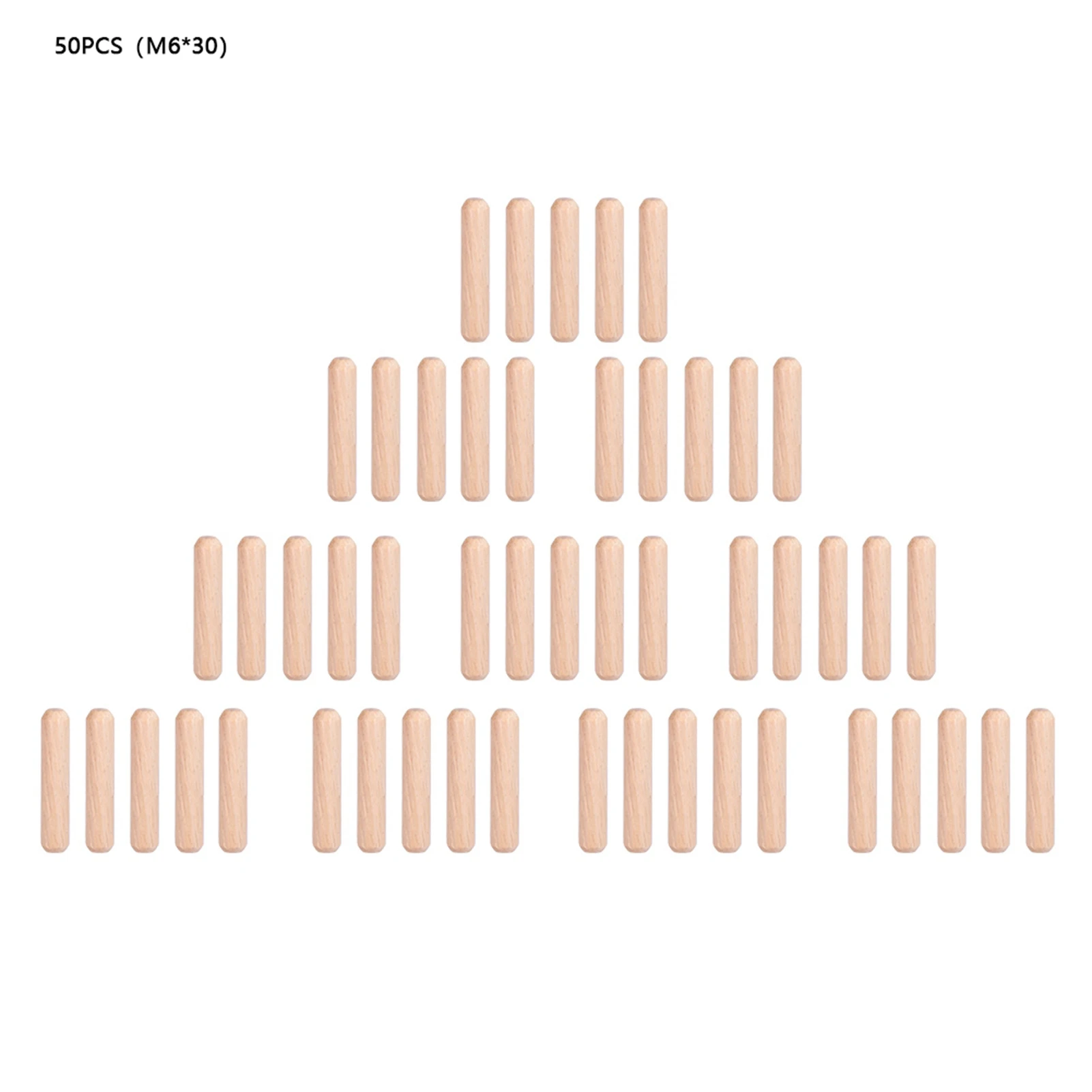 50 stücke Holz Dübel Stifte Schrank Schublade rund geriffelt Holz Handwerk Dübel Stifte Stangen m6 * 30/40/50mm