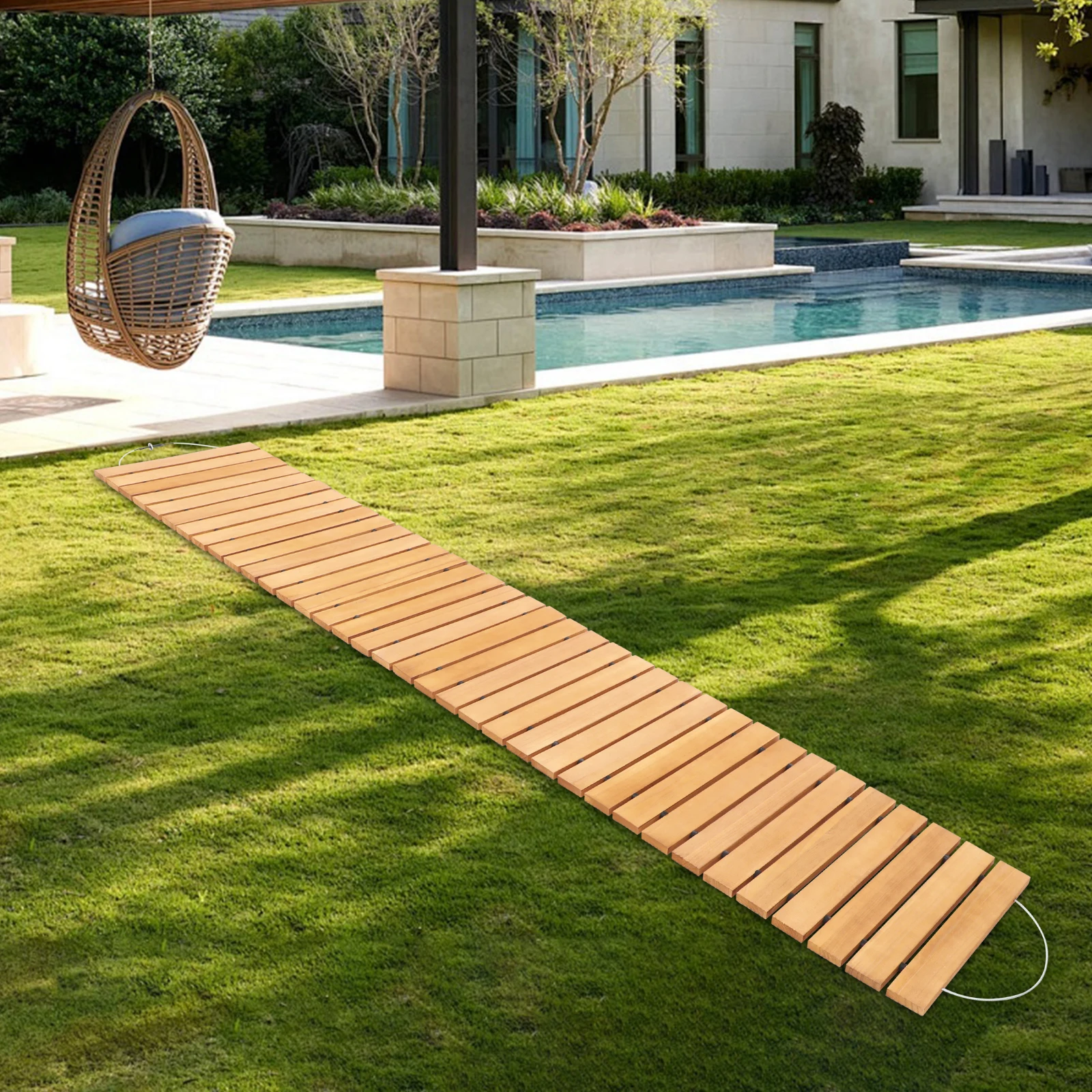 Außenbodenbelag, Gartenwegfliesen aus massivem Holz, ineinandergreifende Holzterrassen für Terrasse, Gehweg, Balkon, Hof, DIY-Landschaft