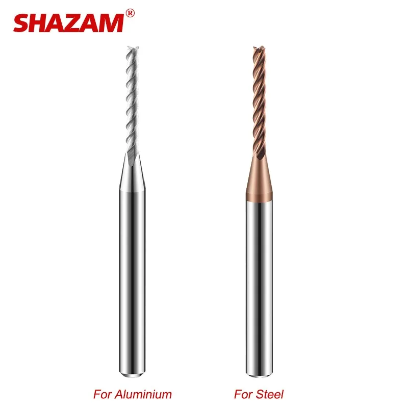 Shazam hrc60 Wolfram stahl karbid verlängerter Rillen fräser 1/2/2,5 Klingen länge 6/8/10/Aluminium/Stahlwerk zeuge Image