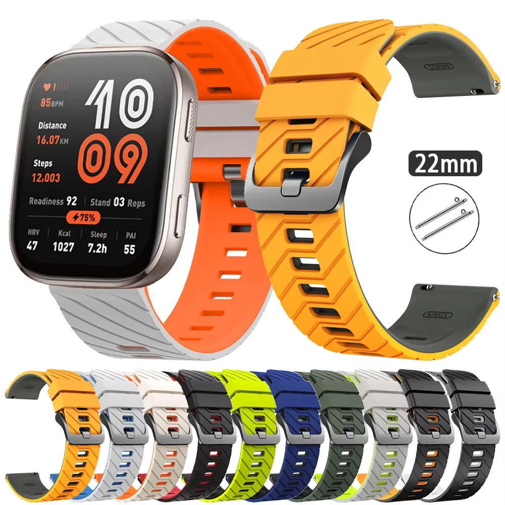 22 mm zweifarbiges Silikonarmband für Amazfit Bip 6 5 5 Unity-Armband Correa für Amazfit Balance 2/Cheetah Pro/Round/GTR 4 3 2 47 mm Image