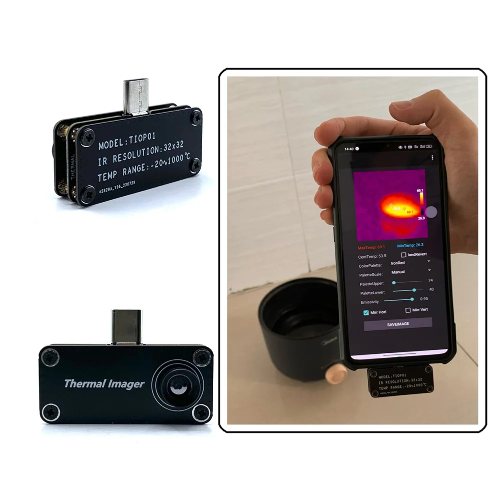 Winzige Wärmebildkamera, professionelle externe IR-Thermographenkameras, Nachtsicht, 32 x 32 Auflösung, für Android-Handys Image