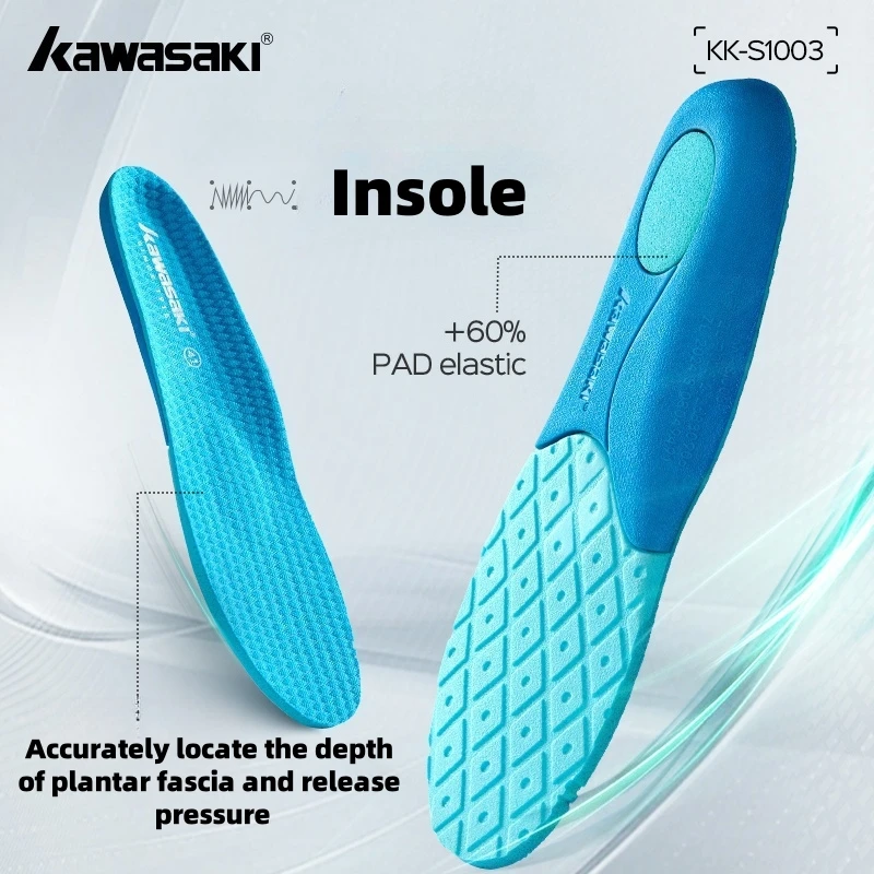 Kawasaki Sport-Einlegesohlen für Schuhe KK-S1003, atmungsaktiv, hohe Elastizität, Laufen, Dämpfung, Damen und Herren, Schuheinlagen, Sneaker-Pad