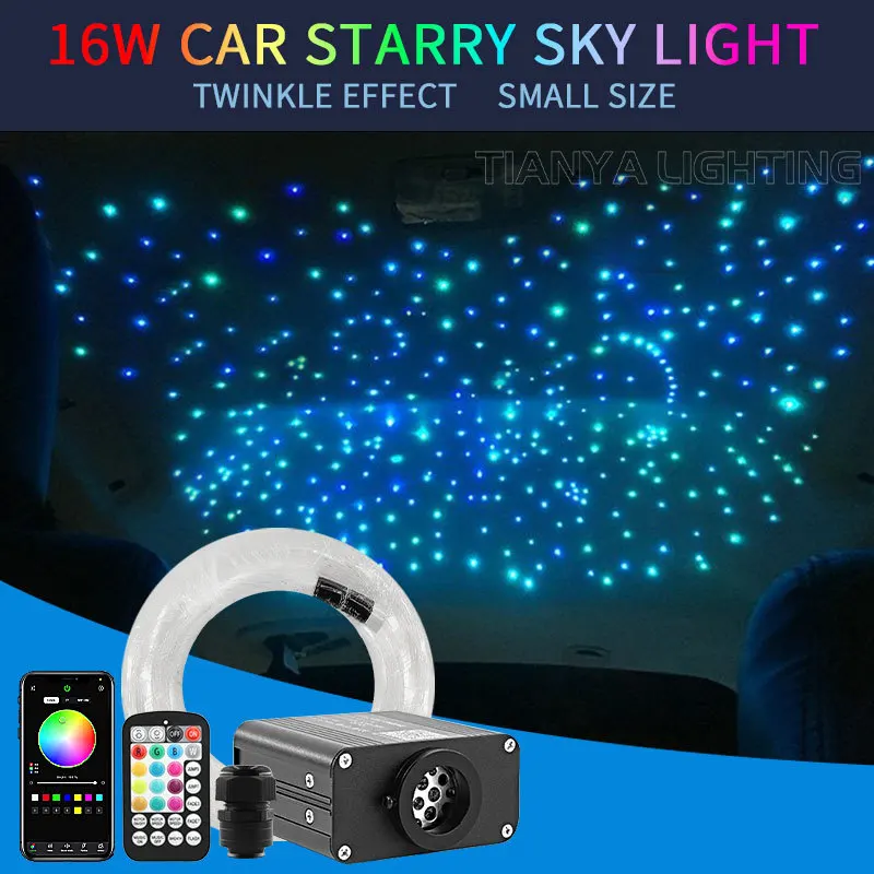16W Twinkle Starry Sky Auto Stern Deckenleuchte Glasfaser Licht Led Stern Dach Sternenlicht Headliner Kit Auto Home Decor Image