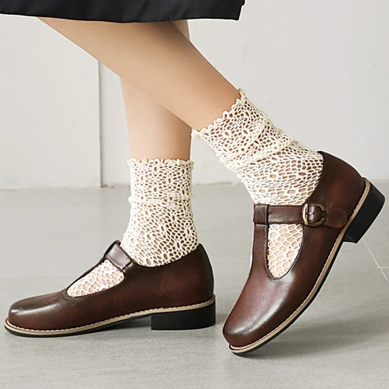 Vintage-Loafer-Oxfords-Schuhe für Damen, lässige Mode, flache Schuhe, Studentenschuhe, Creepers-Schuhe für Mädchen, große Größe 45, 48, Marke