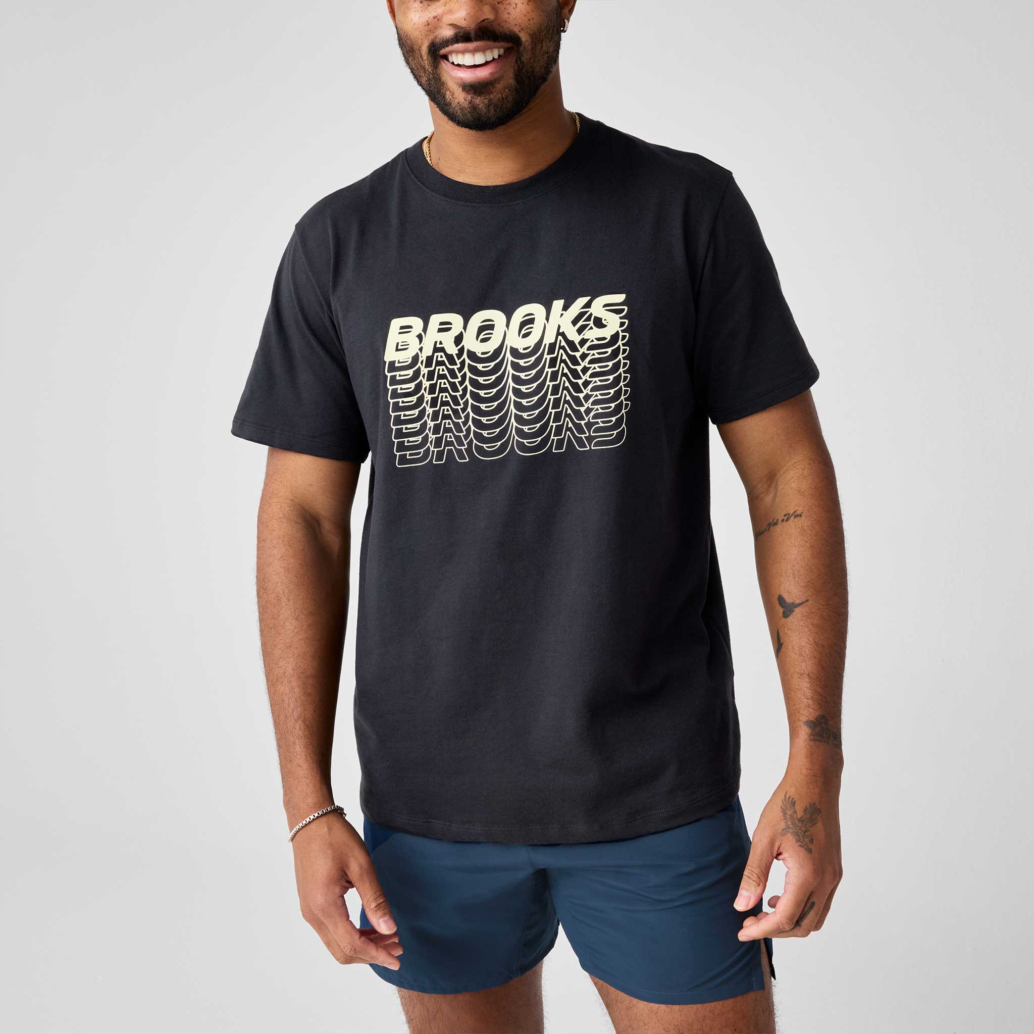 Brooks Graphic Short Sleeve Men's Running Apparel Black/Luminary