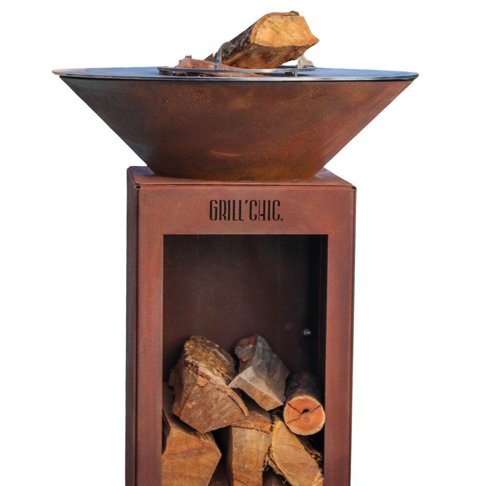 GRILLCHIC brasero auvergnat corten holz rund 62 einfache Wanne Image