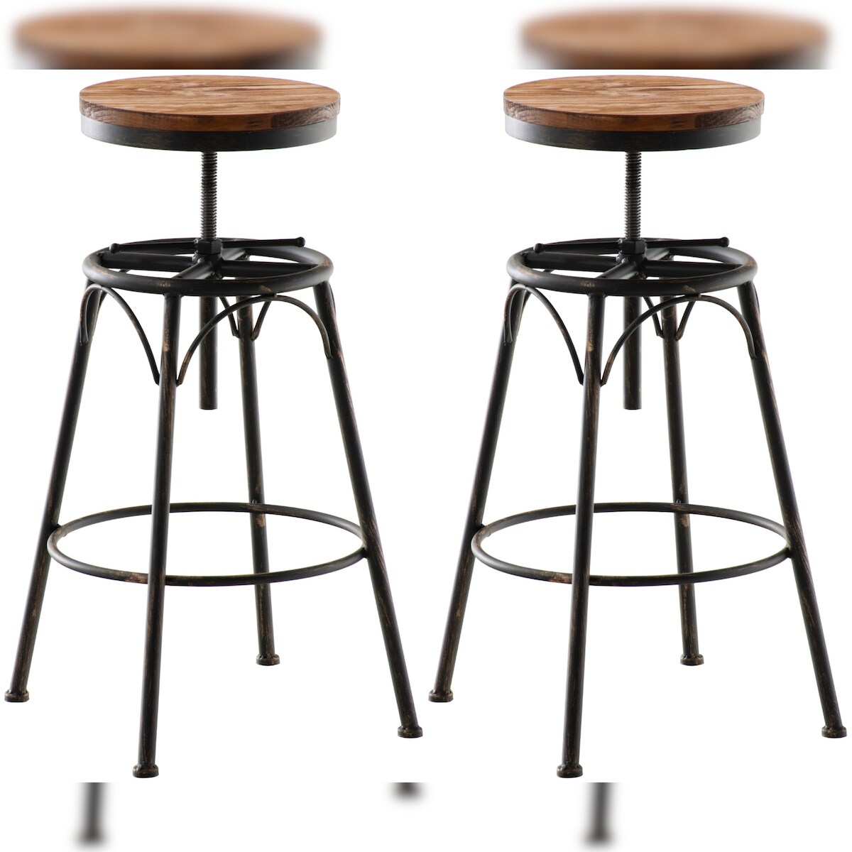 DELUKE 2er Set Barhocker KOZON - Metall Bronze 42x42x70 cm | Barstuhl Drehbar Tresenhocker Tresenstuhl Kneipenhocker Kneipenstuhl Image