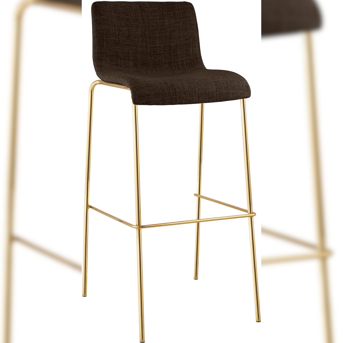 DELUKE Barhocker TENAR - Stoff Braun 43x48x100 cm Gold | Barstuhl Mit Lehne Tresenhocker Tresenstuhl Kneipenhocker Kneipenstuhl Image