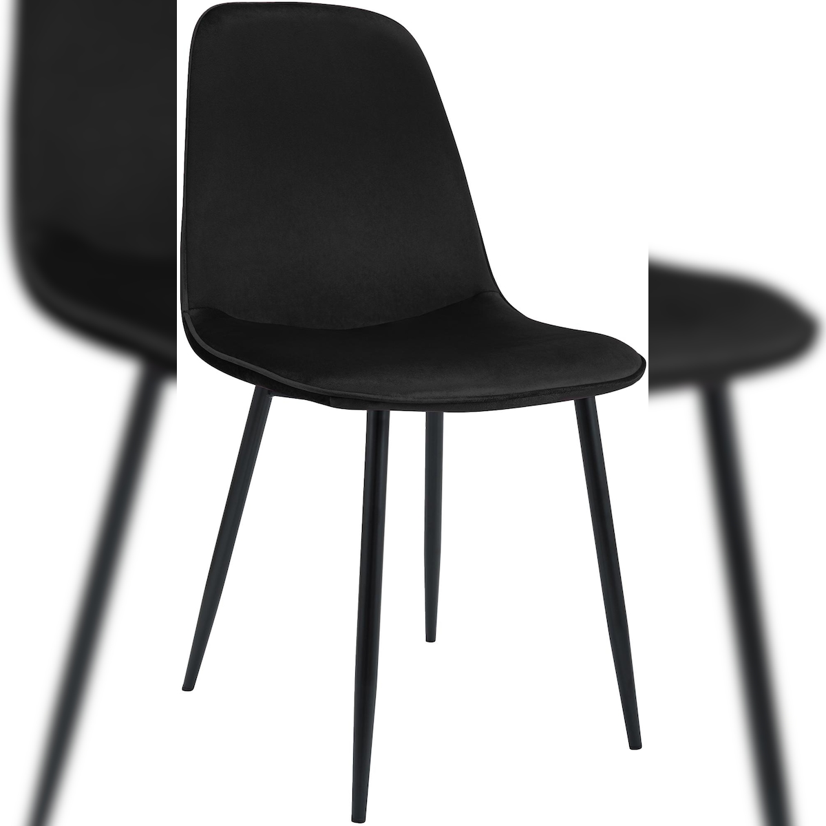 DELUKE Esszimmerstuhl RAZON - Samt Schwarz 45x54x88 cm | Essstühle Esszimmerstühle Küchenstühle Wohnzimmerstühle Image