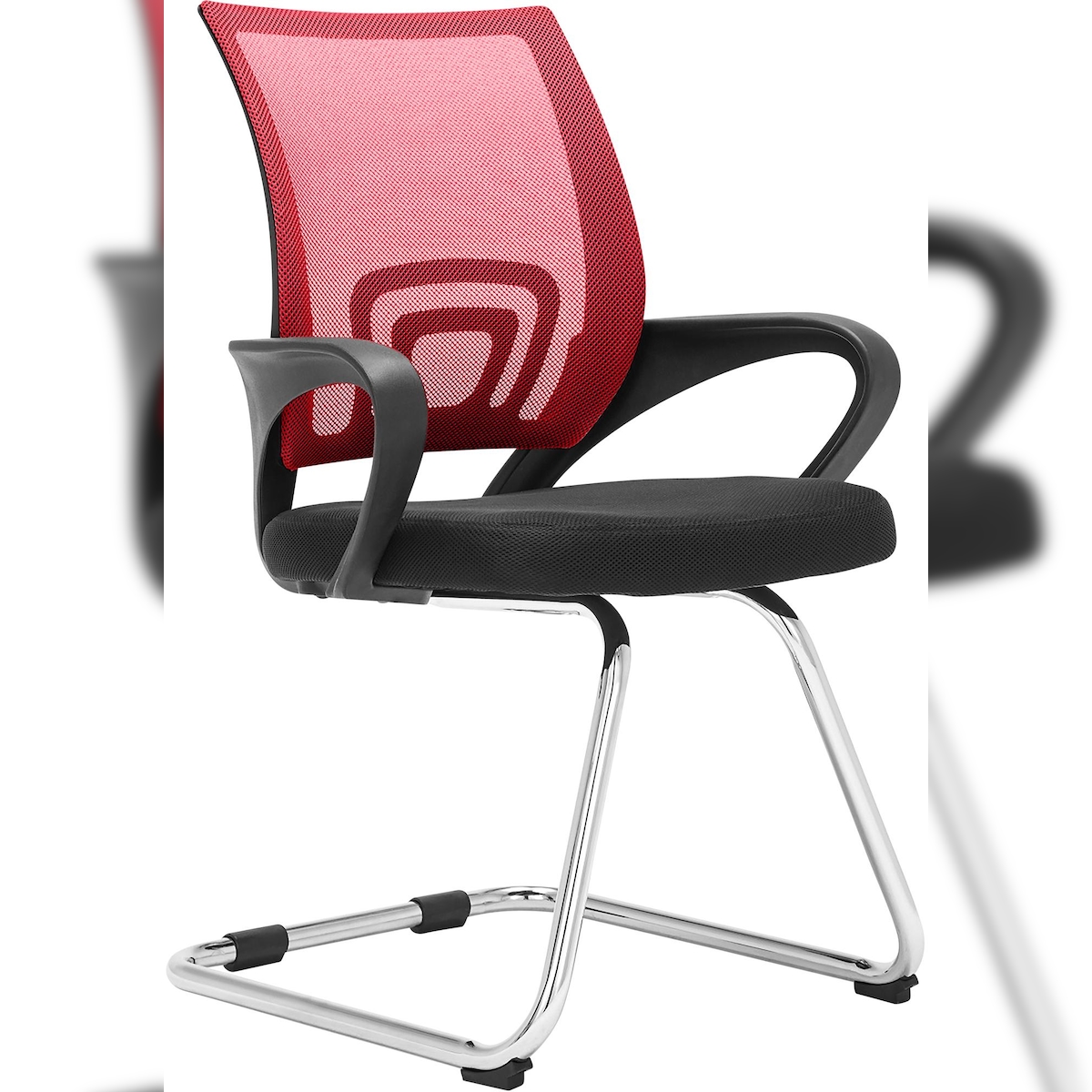 DELUKE Besucherstuhl WARSAW - Stoff Rot 59x53x91 cm | Besucherstühle Konferenzstuhl Wartezimmerstuhl Bürostühle Bürostuhl Konferenzraum Wartezimmer Image