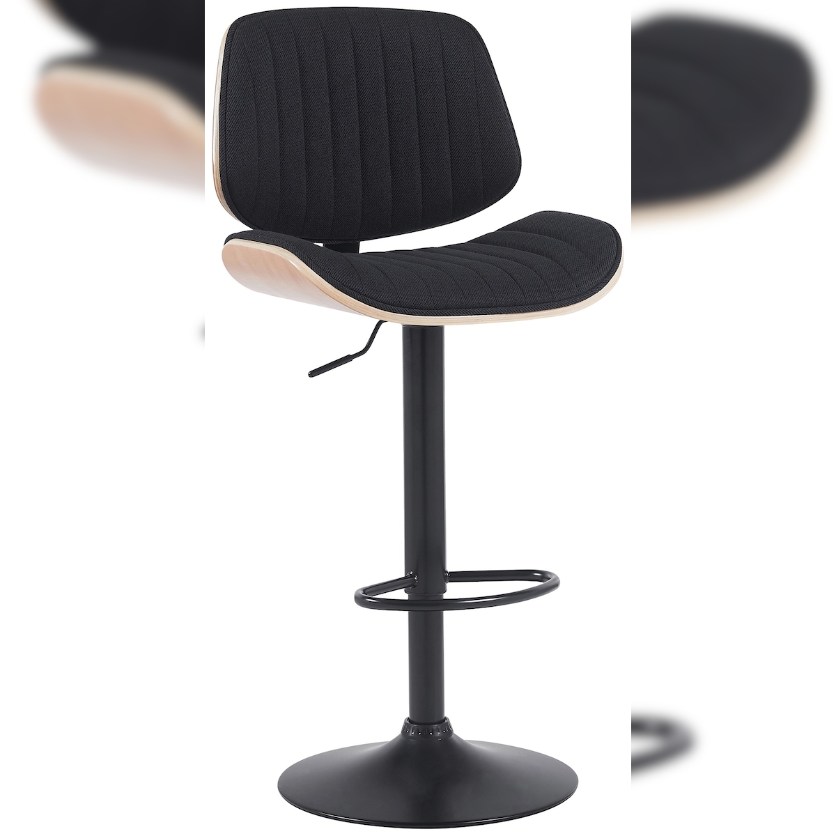 DELUKE Barhocker LOSAN - Stoff Natura/schwarz 50x50x94 cm Schwarz Hellbraun Schwarz | Barstuhl Höhenverstellbar Mit Lehne Drehbar Tresenhocker Tresenstuhl Image