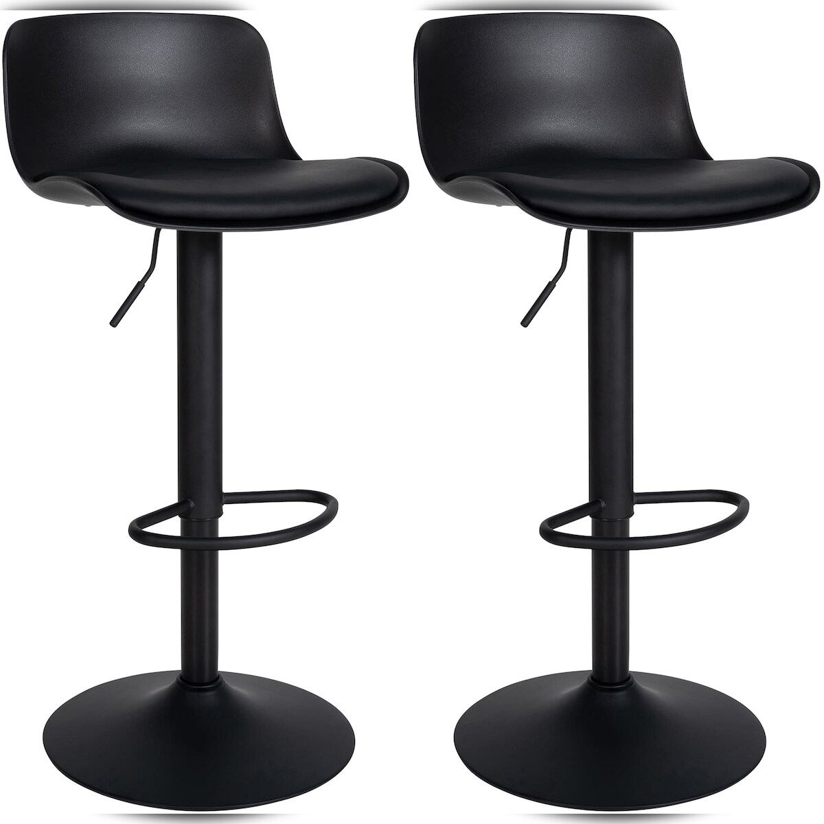 DELUKE 2er Set Barhocker CABEL - Kunstleder Schwarz 43.5x46x75 cm | Barstuhl Höhenverstellbar Mit Lehne Drehbar Tresenhocker Tresenstuhl Kneipenhocker Image