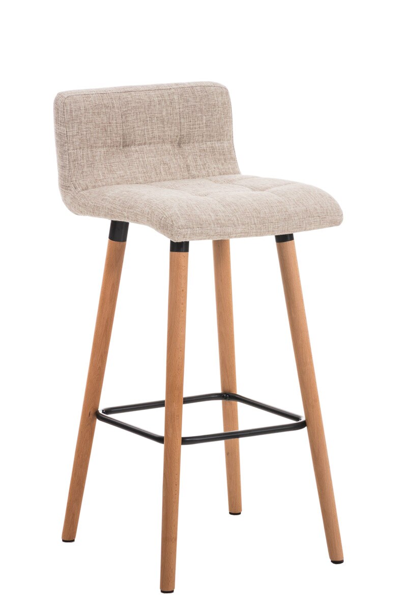 DELUKE Barhocker GITOR - Stoff Creme 42x49x94 cm | Barstuhl Mit Lehne Tresenhocker Tresenstuhl Kneipenhocker Kneipenstuhl Image
