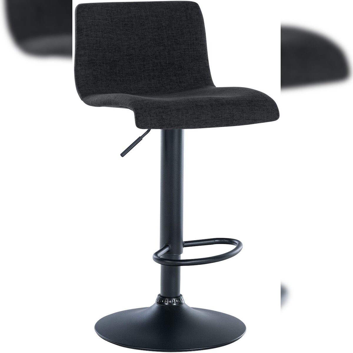 DELUKE Barhocker GEBEL - Stoff Schwarz 39x36x84 cm | Barstuhl Höhenverstellbar Mit Lehne Drehbar Tresenhocker Tresenstuhl Kneipenhocker Kneipenstuhl Image