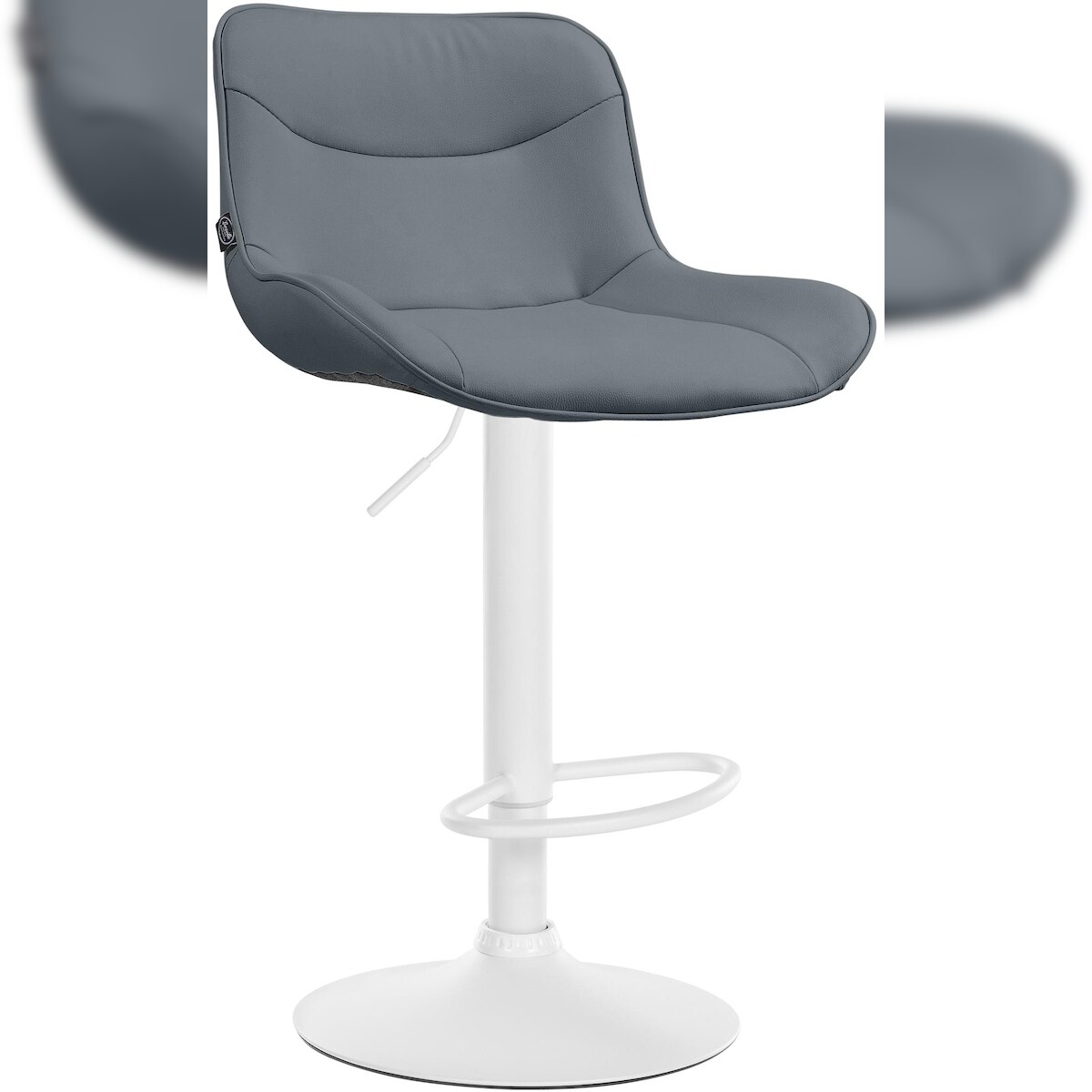 DELUKE Barhocker RAGAD - Kunstleder Grau 49x51x85 cm Weiß | Barstuhl Höhenverstellbar Mit Lehne Drehbar Tresenhocker Tresenstuhl Kneipenhocker Kneipenstuhl Image
