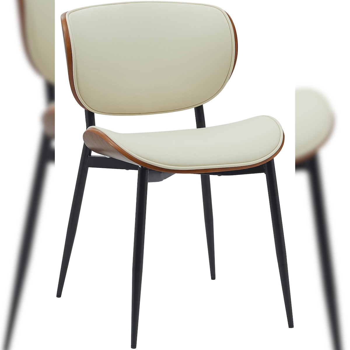 DELUKE Besucherstuhl PRAGUE - Kunstleder Walnuss/creme 50x54x80 cm | Besucherstühle Konferenzstuhl Wartezimmerstuhl Bürostühle Bürostuhl Konferenzraum Image