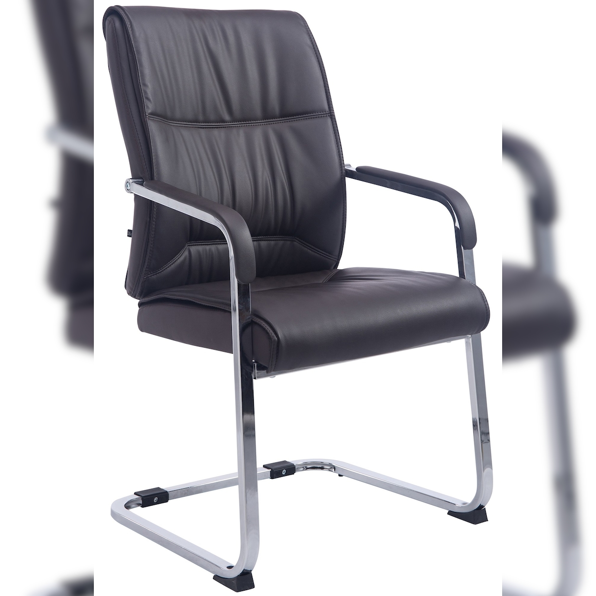 DELUKE XL Besucherstuhl MIAMI - Kunstleder Braun 58x65x102 cm | Besucherstühle Konferenzstuhl Wartezimmerstuhl Bürostühle Bürostuhl Konferenzraum Wartezimmer Image