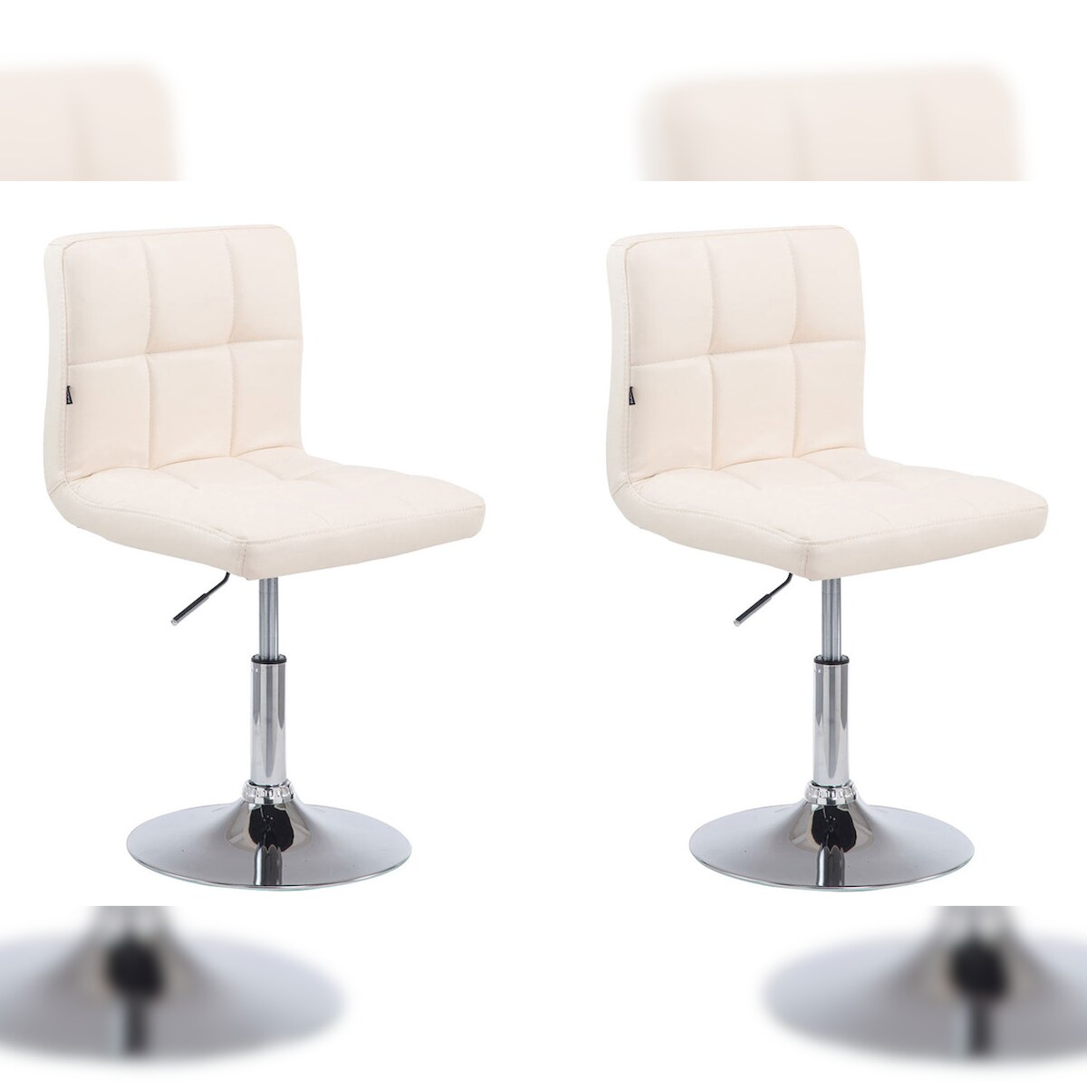 DELUKE 2er Set Barhocker BANGKO - Kunstleder Creme 44x49x74 cm | Barstuhl Höhenverstellbar Mit Lehne Drehbar Tresenhocker Tresenstuhl Kneipenhocker Image