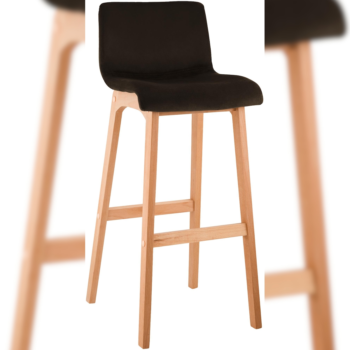 DELUKE Barhocker TENAR - Samt Braun 41x46x101 cm Braun | Barstuhl Mit Lehne Tresenhocker Tresenstuhl Kneipenhocker Kneipenstuhl Image