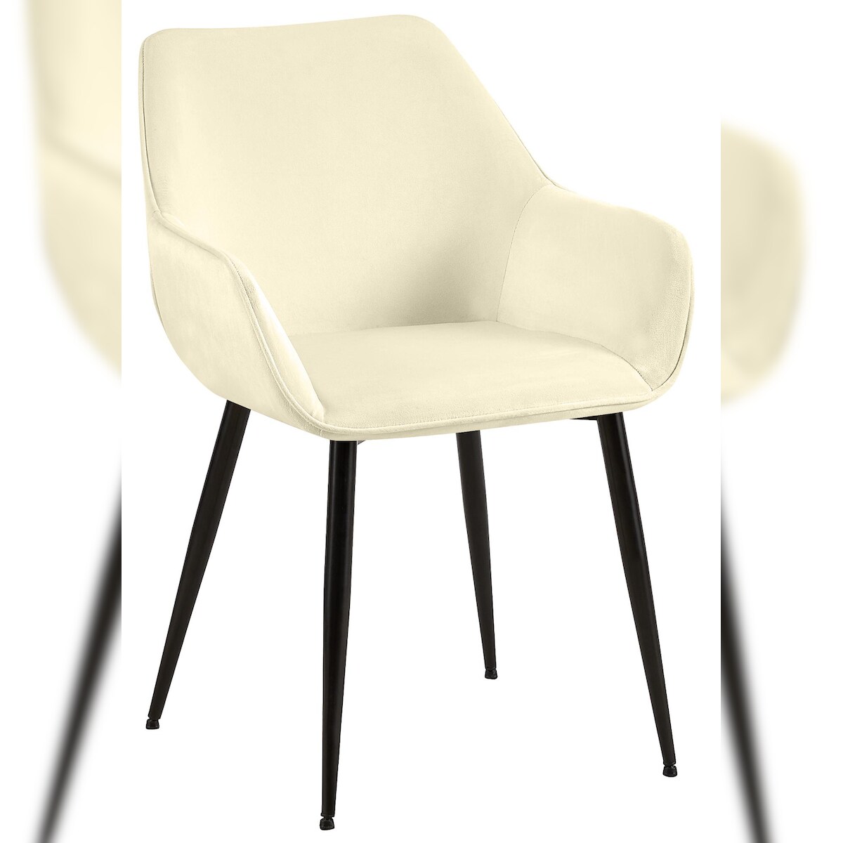 DELUKE Esszimmerstuhl NIVER - Samt Creme 52x63x82 cm | Essstühle Esszimmerstühle Küchenstühle Wohnzimmerstühle Image