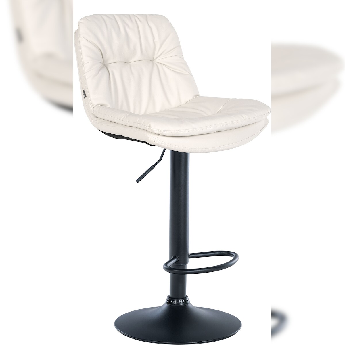 DELUKE Barhocker MITUN - Kunstleder Weiß 46x54x92 cm Schwarz | Barstuhl Höhenverstellbar Mit Lehne Drehbar Tresenhocker Tresenstuhl Kneipenhocker Image