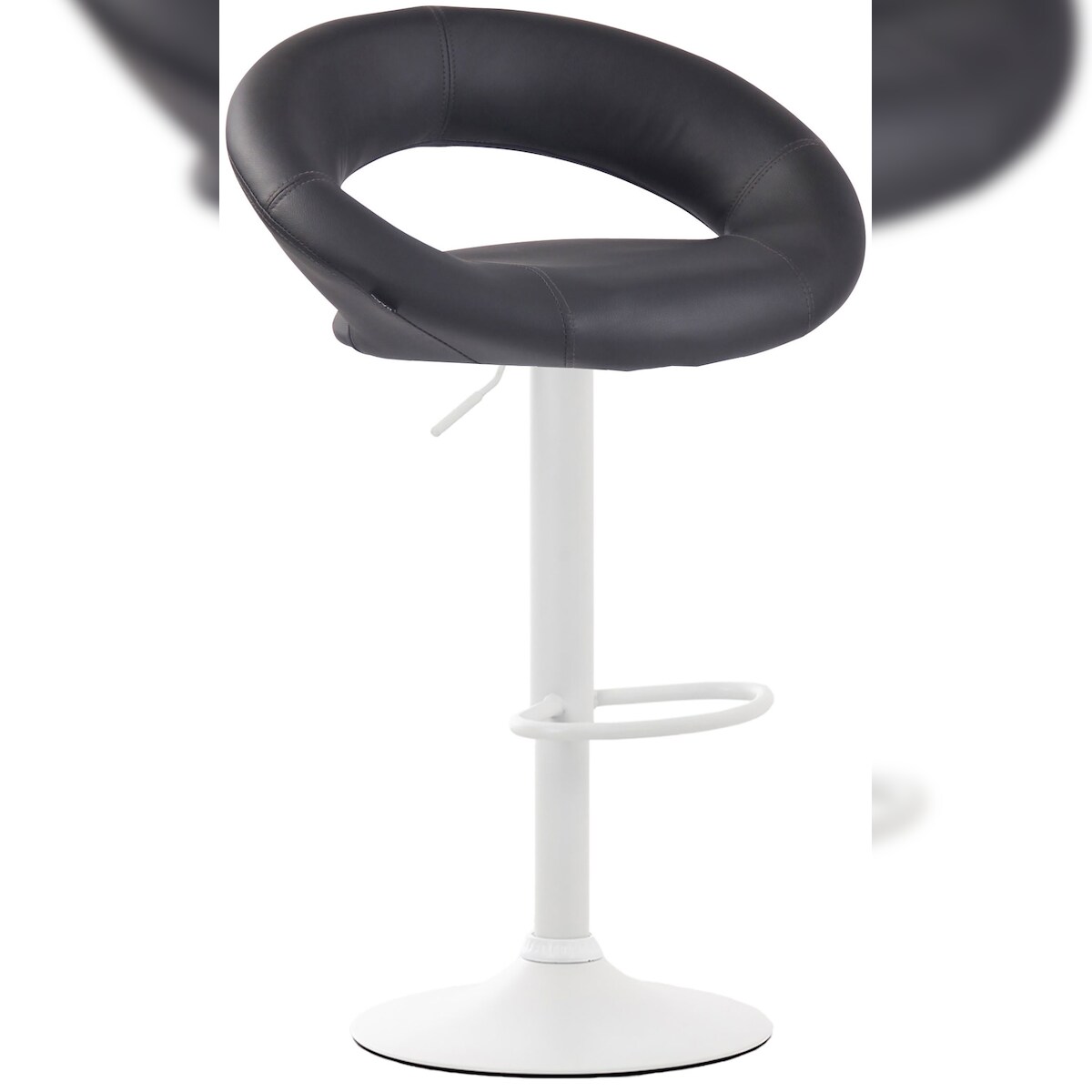 DELUKE Barhocker MEKIM - Kunstleder Grau 53x47x80 cm Weiß | Barstuhl Höhenverstellbar Mit Lehne Drehbar Tresenhocker Tresenstuhl Kneipenhocker Kneipenstuhl Image