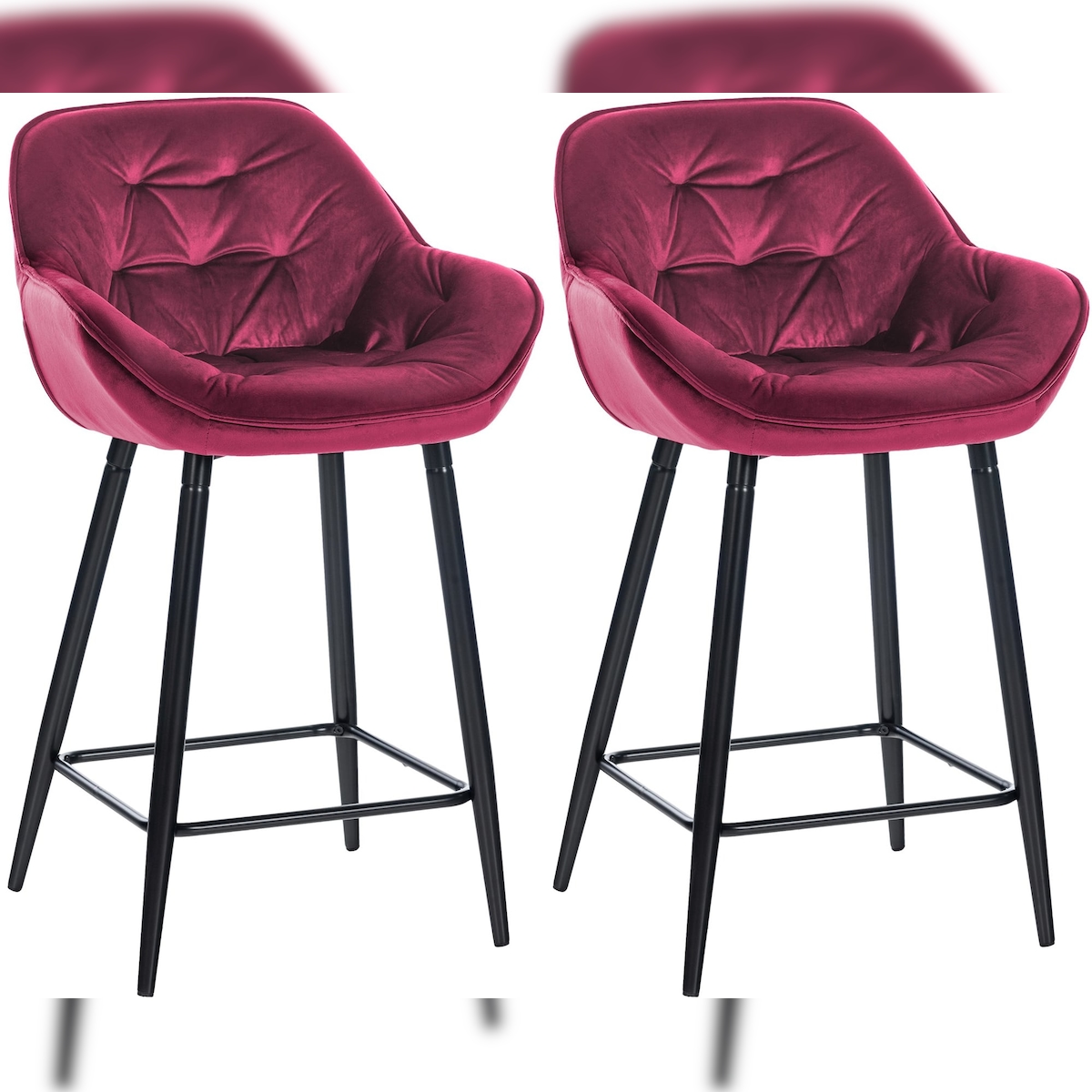 DELUKE 2er Set Barhocker KUTOR - Samt Lila 54x57.5x103 cm | Barstuhl Mit Lehne Tresenhocker Tresenstuhl Kneipenhocker Kneipenstuhl Image