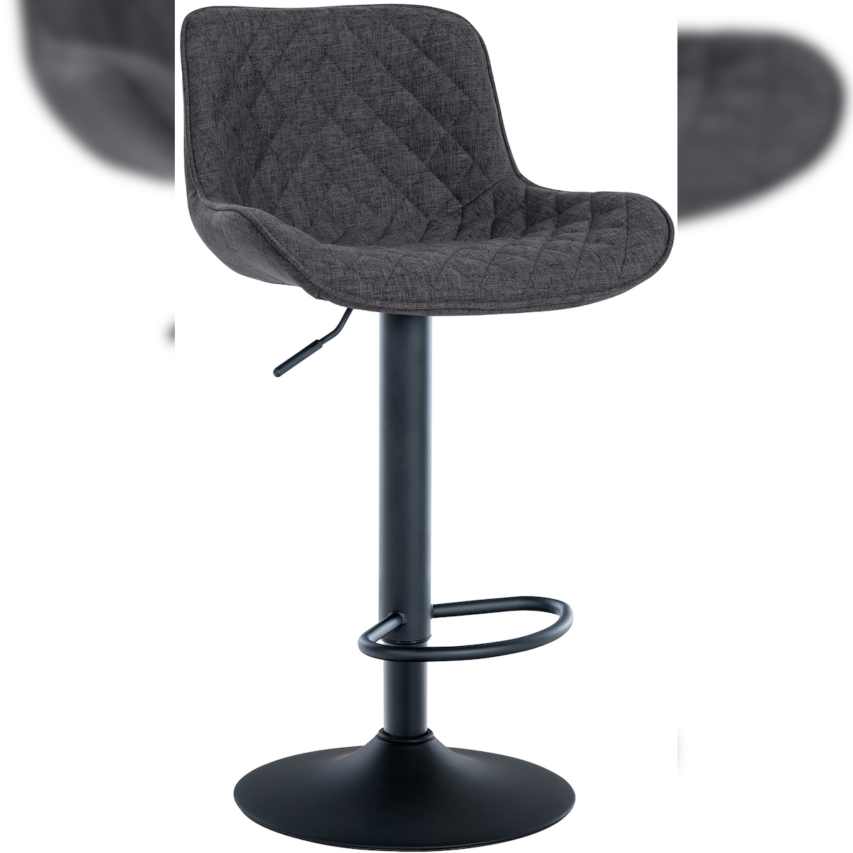 DELUKE Barhocker POVAN - Stoff Schwarz 48x54x81 cm | Barstuhl Mit Lehne Tresenhocker Tresenstuhl Kneipenhocker Kneipenstuhl Image