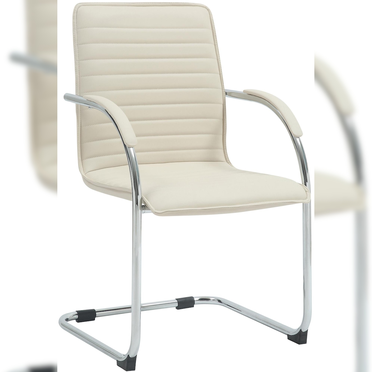 DELUKE Besucherstuhl NAIROB - Kunstleder Creme 56x60x95 cm | Besucherstühle Konferenzstuhl Wartezimmerstuhl Bürostühle Bürostuhl Konferenzraum Wartezimmer Image