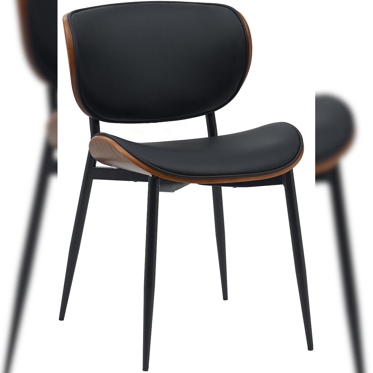 DELUKE Besucherstuhl PRAGUE - Kunstleder Walnuss/schwarz 50x54x80 cm | Besucherstühle Konferenzstuhl Wartezimmerstuhl Bürostühle Bürostuhl Konferenzraum Image