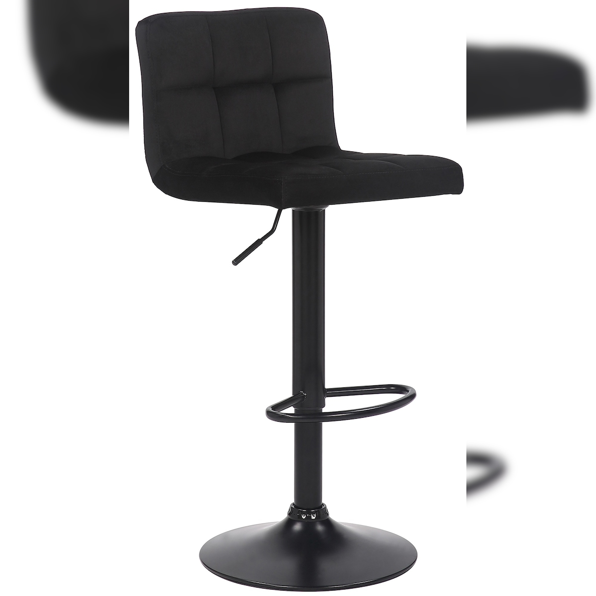 DELUKE Barhocker RIVAN - Samt Schwarz 40x40x85 cm | Barstuhl Mit Lehne Tresenhocker Tresenstuhl Kneipenhocker Kneipenstuhl Image