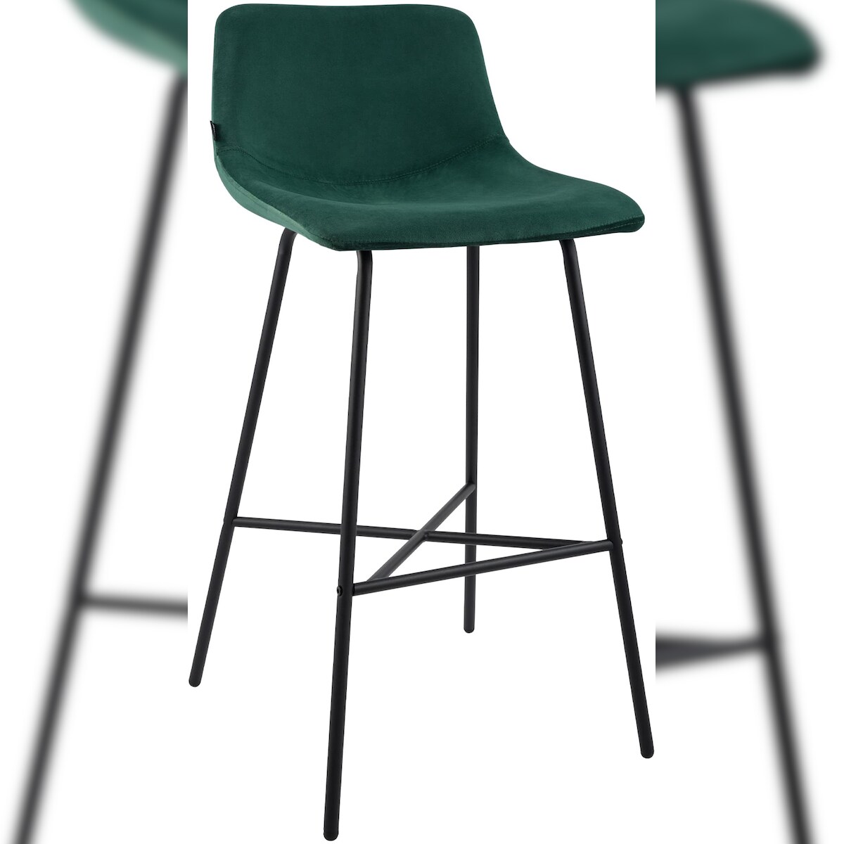 DELUKE Barhocker GEKEL - Samt Grün 44x49x98 cm | Barstuhl Mit Lehne Tresenhocker Tresenstuhl Kneipenhocker Kneipenstuhl Image
