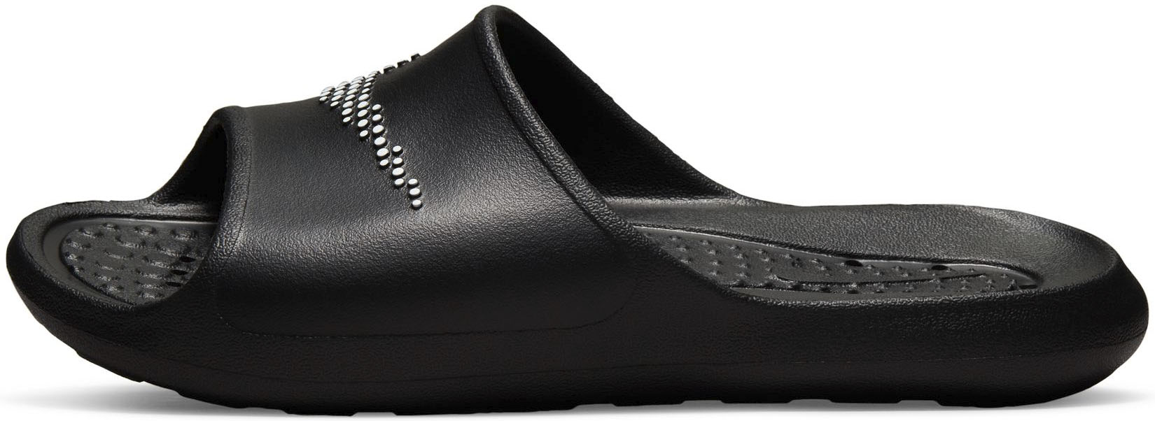 Badesandale NIKE SPORTSWEAR "VICTORI ONE SHOWER SLIDE", Herren, Gr. 42,5, schwarz-weiß (schwarz, weiß), Synthetik, kontrastfarbene Details, unifarben, Schuhe Schlappen Badeschuh Badelatschen Pantolette Sommerschuh