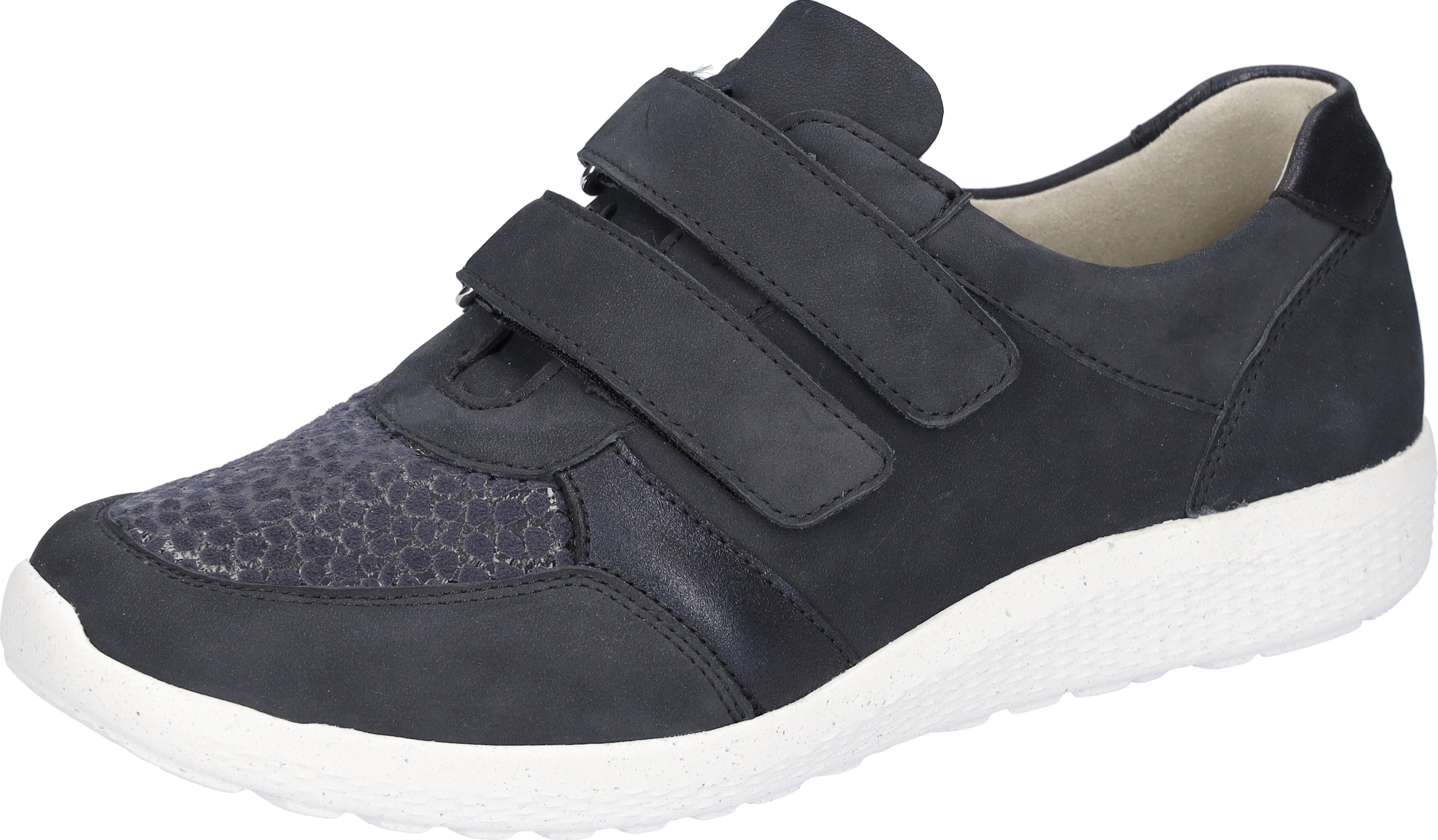 Klettschuh WALDLÄUFER "M-IRA-Soft", Damen, Gr. 3,5 (36), blau (dunkelblau), Nubukleder, Textil, Schuhe Klettschuh, Halbschuh, Komfortschuh in besonders breiter Schuhweite M (extraweit)