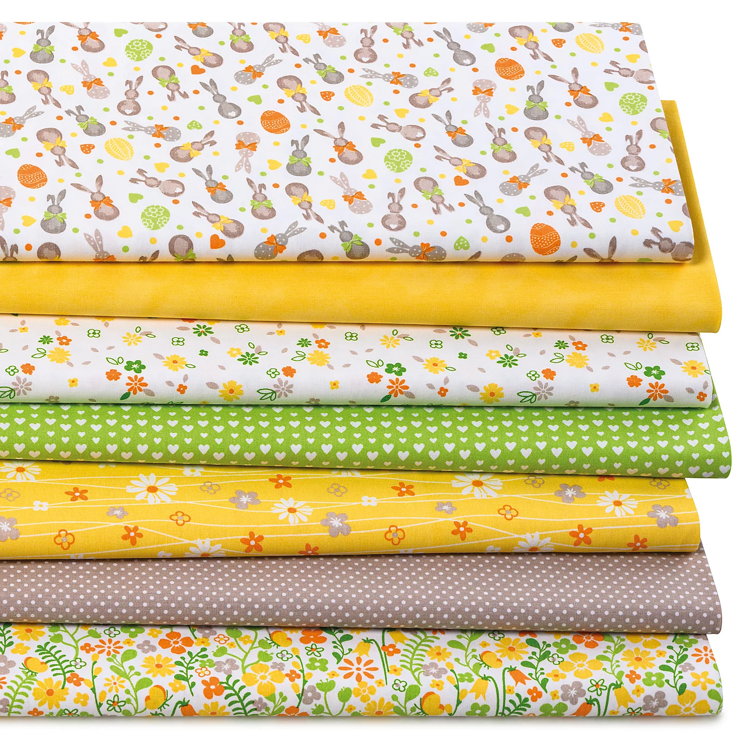 Patchwork- und Quiltpaket Hasen-Silhouette Mona, gelb/grün