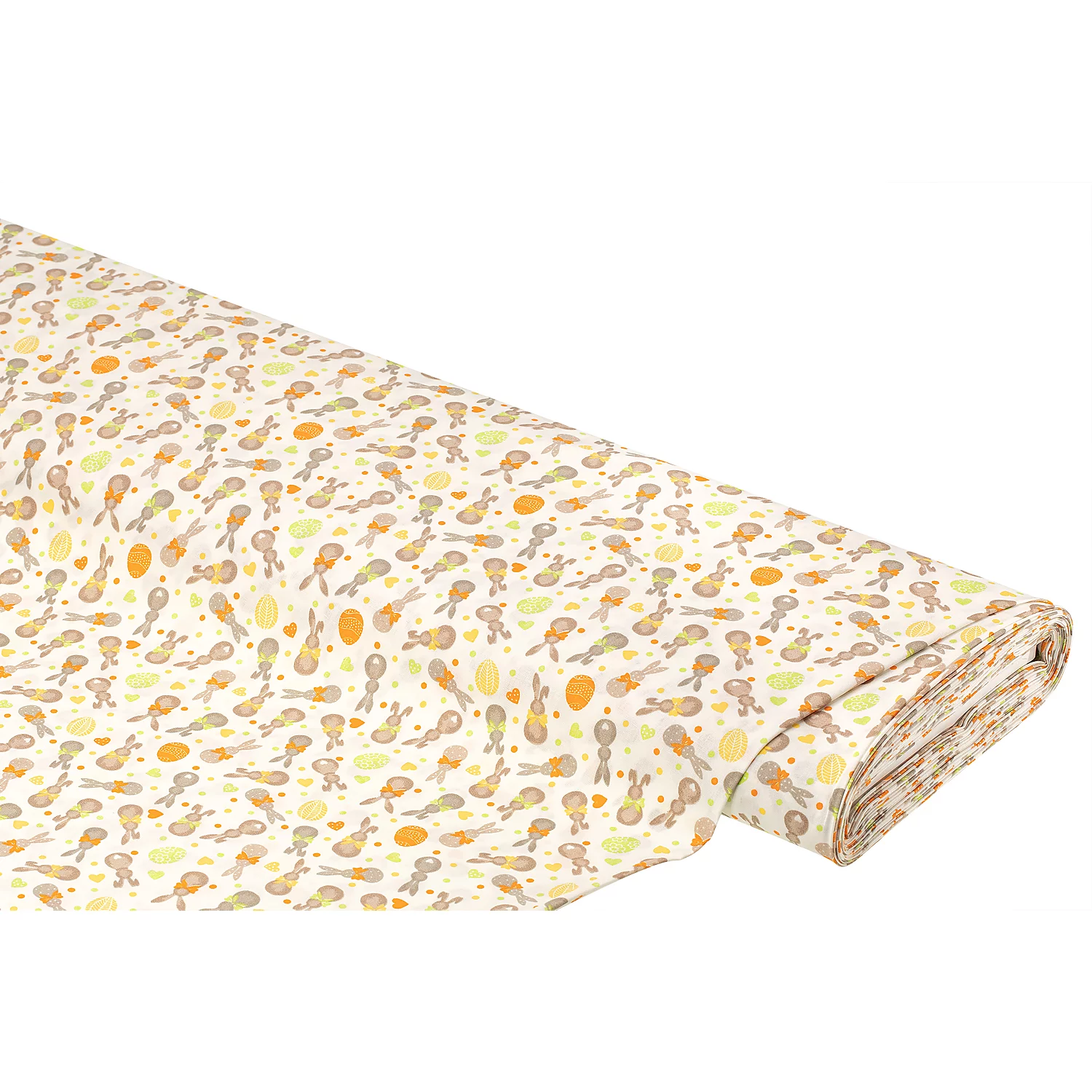 Baumwollstoff Hasen-Silhouette Mona, weiß/orange Image