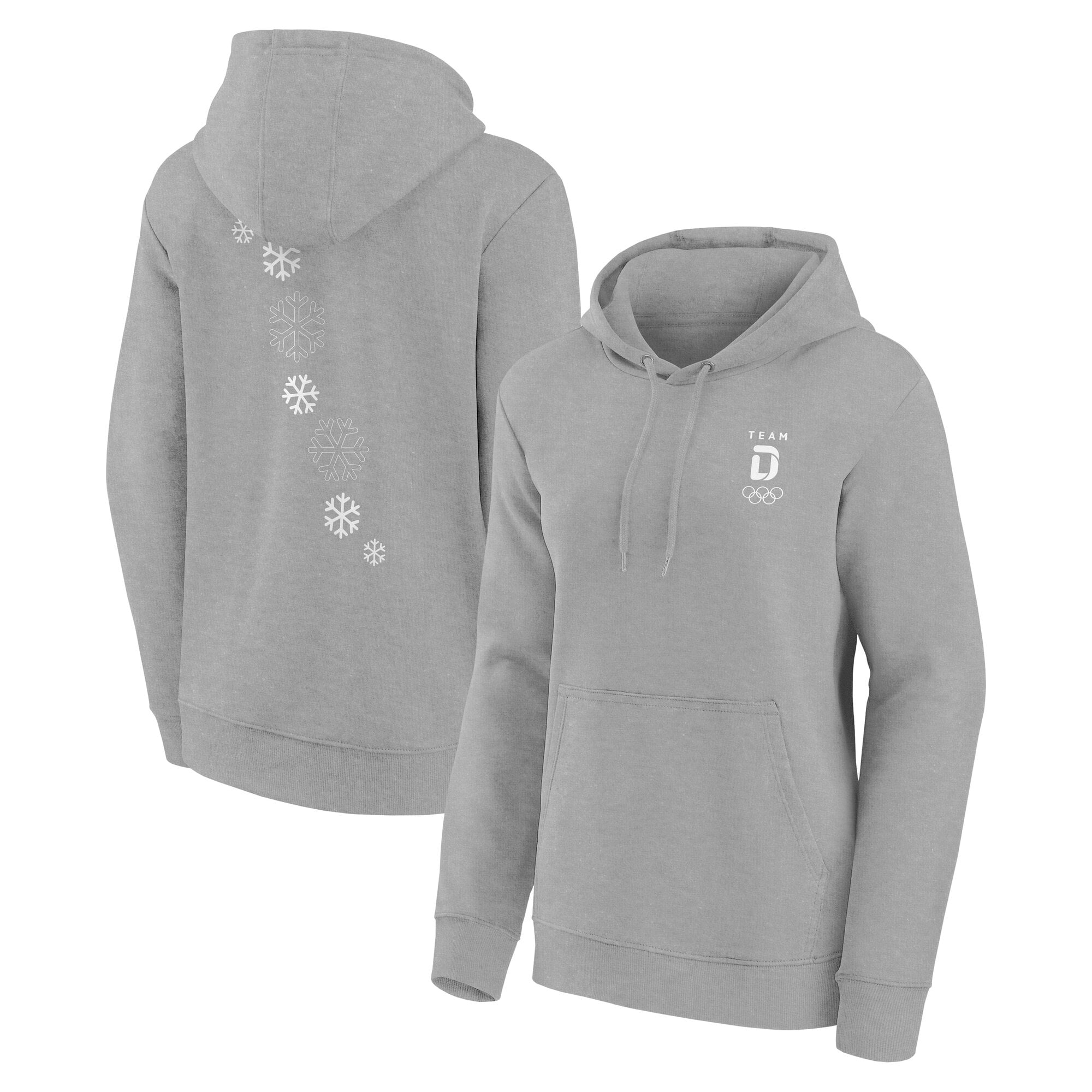 Team D Hoodie mit Schneeflocken-Grafik – Grau – Damen
