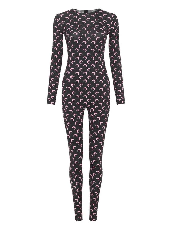 Moon-Print Jersey Jumpsuit - Black - MARINE SERRE Jumpsuits