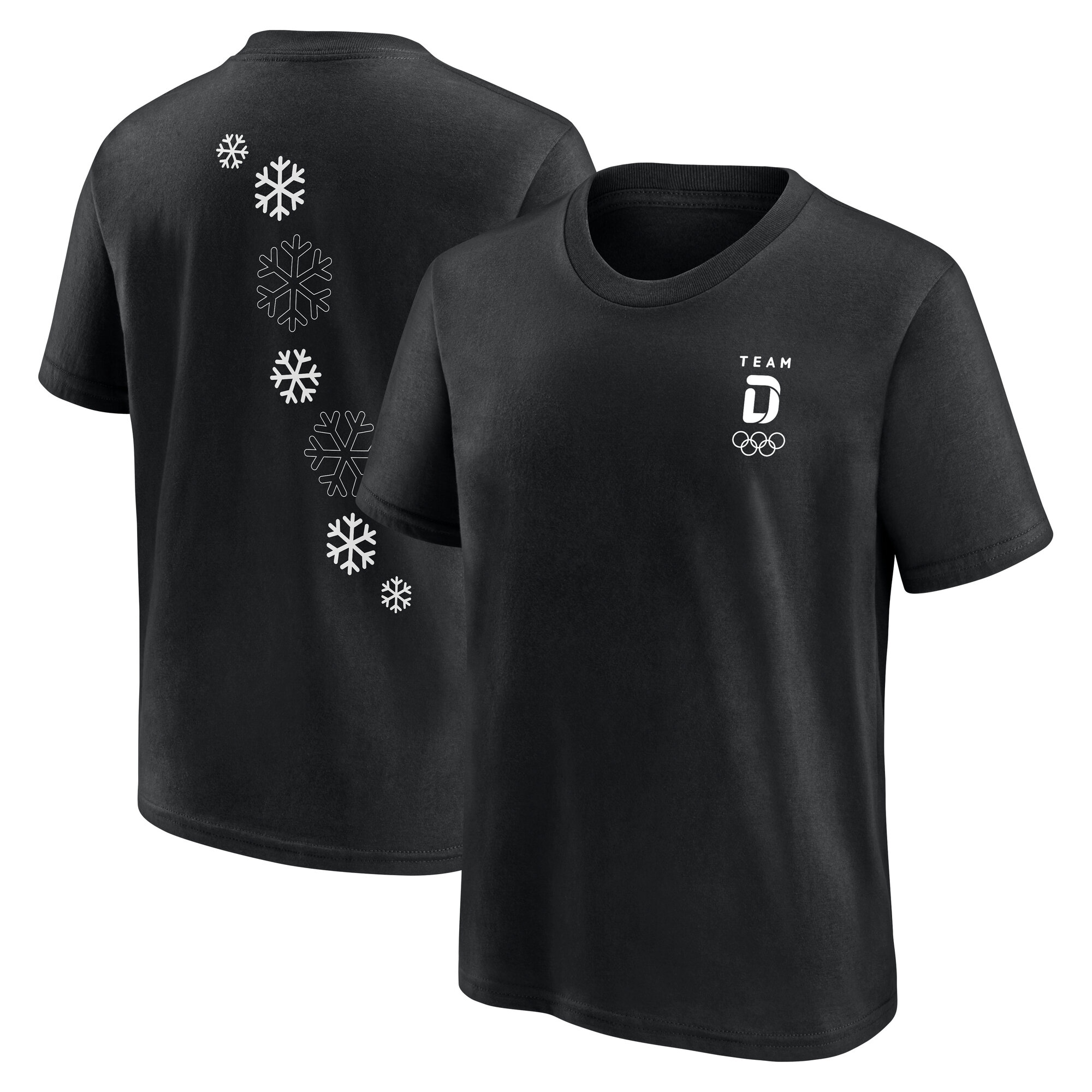 Team D T-Shirt mit Schneeflocken-Grafik – Schwarz – Junioren Image