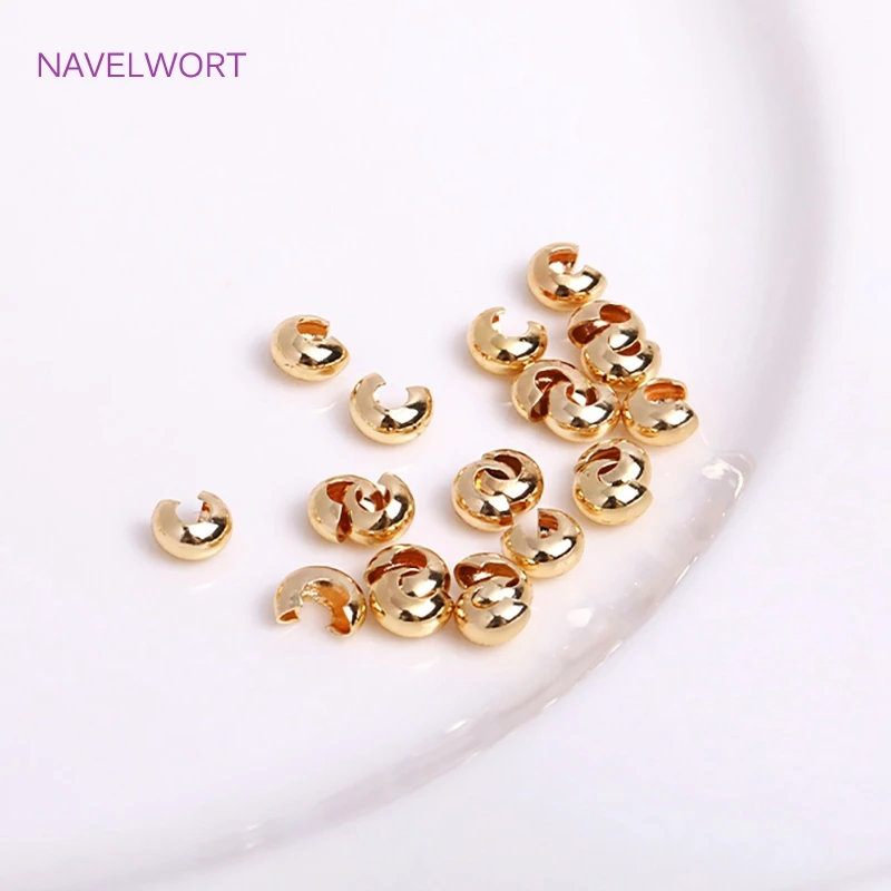 Quetschperlen-Abdeckungen in verschiedenen Größen, 14 Karat/18 Karat vergoldet, Quetschperlen, Zubehör für Schmuckherstellung, DIY-Zubehör Image