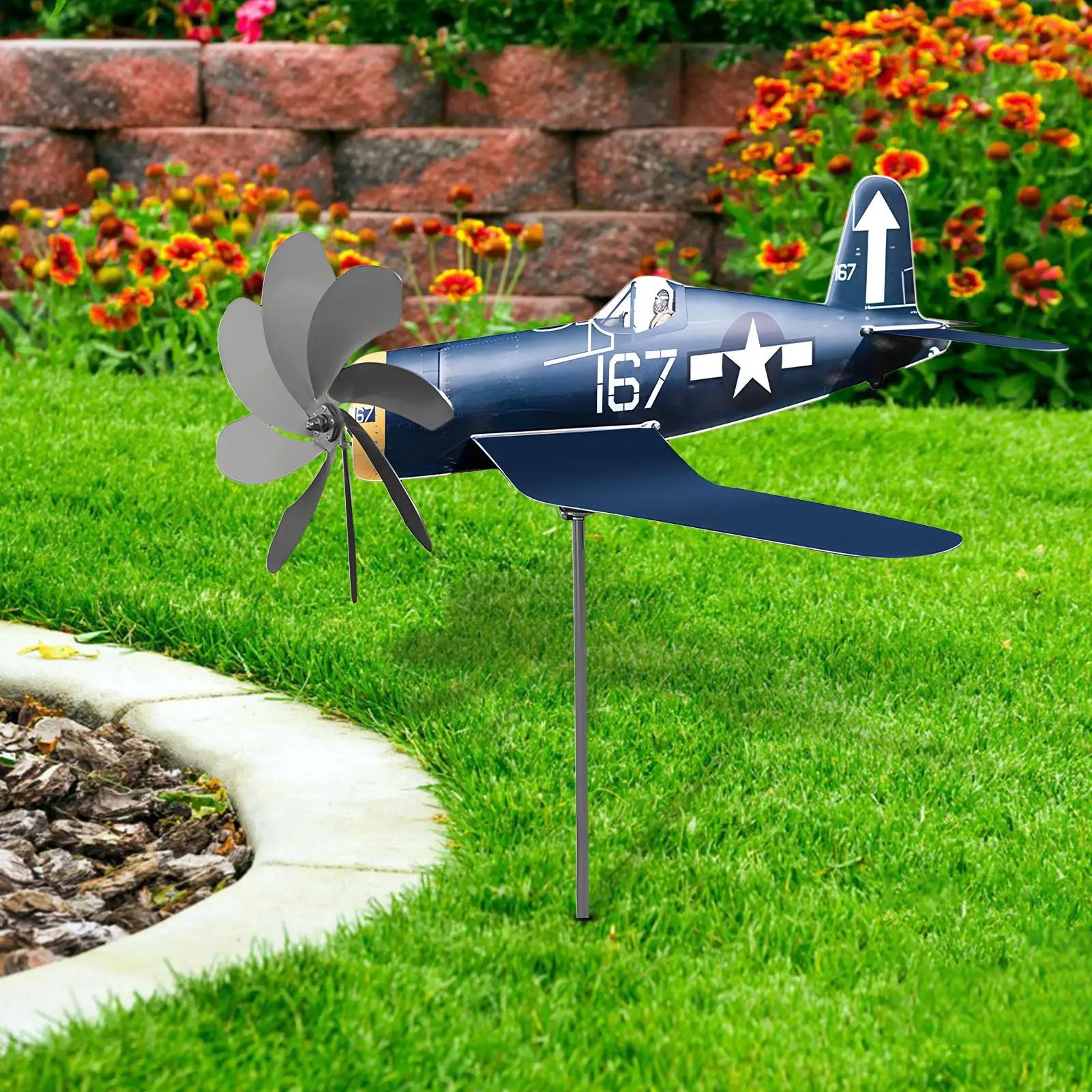 Aircraft wind vane metal stainless steel wind vane garden ornament patio windmill garden patio decorations Garden Wind Spinner