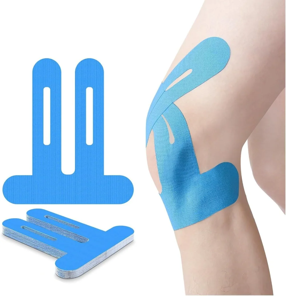 Neue Heiße 12Pcs Vorgeschnittene Kinesiologie Tape Knie Pads für Knie Elastische Knie Unterstützung & Stabilität Wasserdicht Atmungsaktiv Sportlich band Image