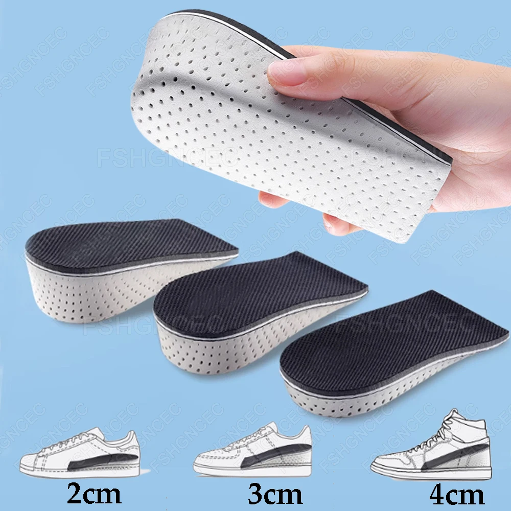 2-4cm Height Increase Insoles for Man Woman Shoes Insert Heel Lift Memory Foam Insole Sport Breathable Shock-absorbing Shoe Pad