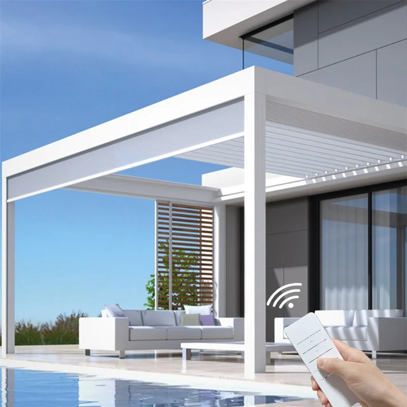 Outdoor Garten Hinterhof Aluminium einziehbar wasserdicht mit Dachüberdachung Pergola Pavillon Pavillon Pavillon Zelte Markise Festzelte Image