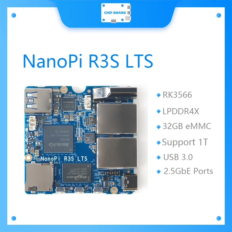 NanoPi R3S LTS Advanced RK3566 Mini ordinateur avec deux Ports 2.5GbE 32GB eMMC CNC boîtier en aluminium routeur Linux IoT