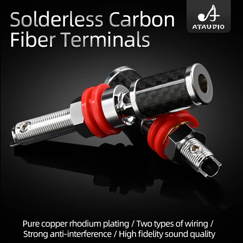 4PCS HiFi Binding Post Rhodiniert Carbon Hi-end Rhodiniert Faser Lautsprecher Terminal Binding Post Image