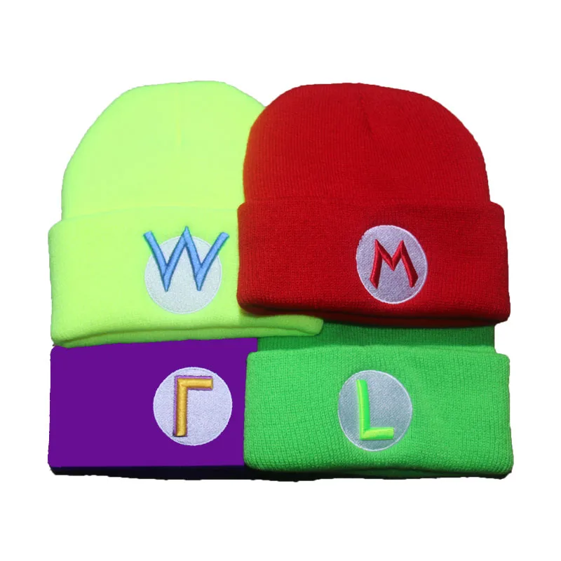 Odyssey Gioco Cartoon Anime Super Luigi Bros Cappello lavorato a maglia Unisex Ricama di lana Cosplay Kawaii Autunno Inverno Cap Bambini adulti
