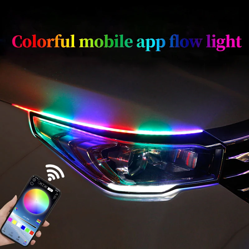 Blinker, Startscannen, Tagfahrlicht, Auto-LED-Augenbrauenlicht, 12 V fließender Lichtstreifen, regenbogenfließendes Licht, Scroll Image