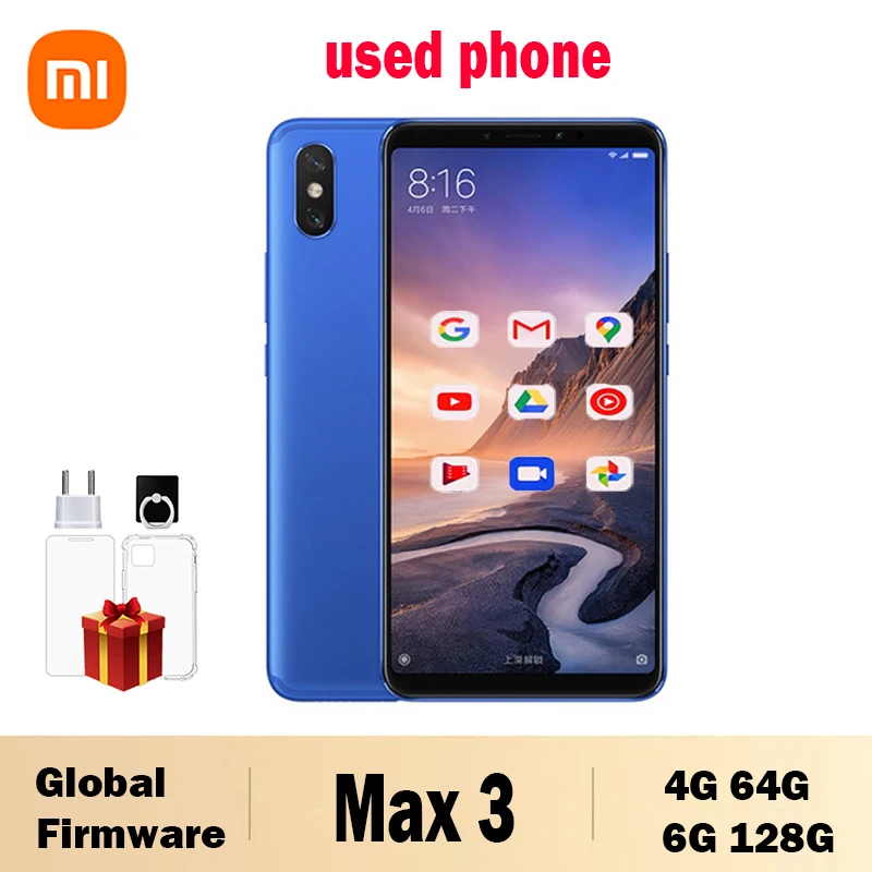 Global firmware Xiaomi Mi Max 3 Smartphone Snapdragon636 Back Fingerprint 6.9 inch 12MP Bluetooth 5.0 Android Smartphone